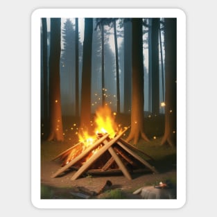 campfire in the woods Sticker